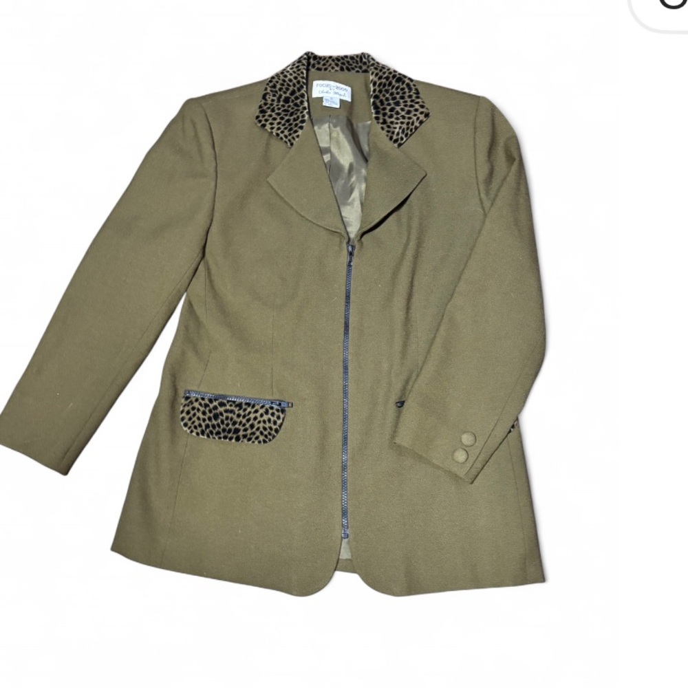 Focus 2000 retro Olive and Leopard Print jacket The Nanny 90s Fall
